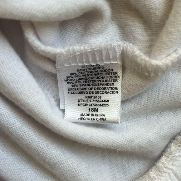 Disney Jr Minnie Mouse swimsuit cover up white red trim hood embroider Girl 18 M - Picture 5 of 7